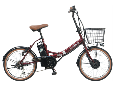 自転車 PELTECH ペルテック ノーパンクタイヤ 折りたたみ 電動アシスト自転車 20インチ 外装6段変速 TDN-206LN 簡易組立必要 電動自転車 ワインレッド