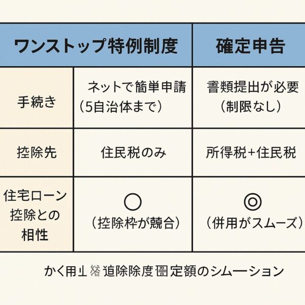 「表1 申告方法の違いと影響