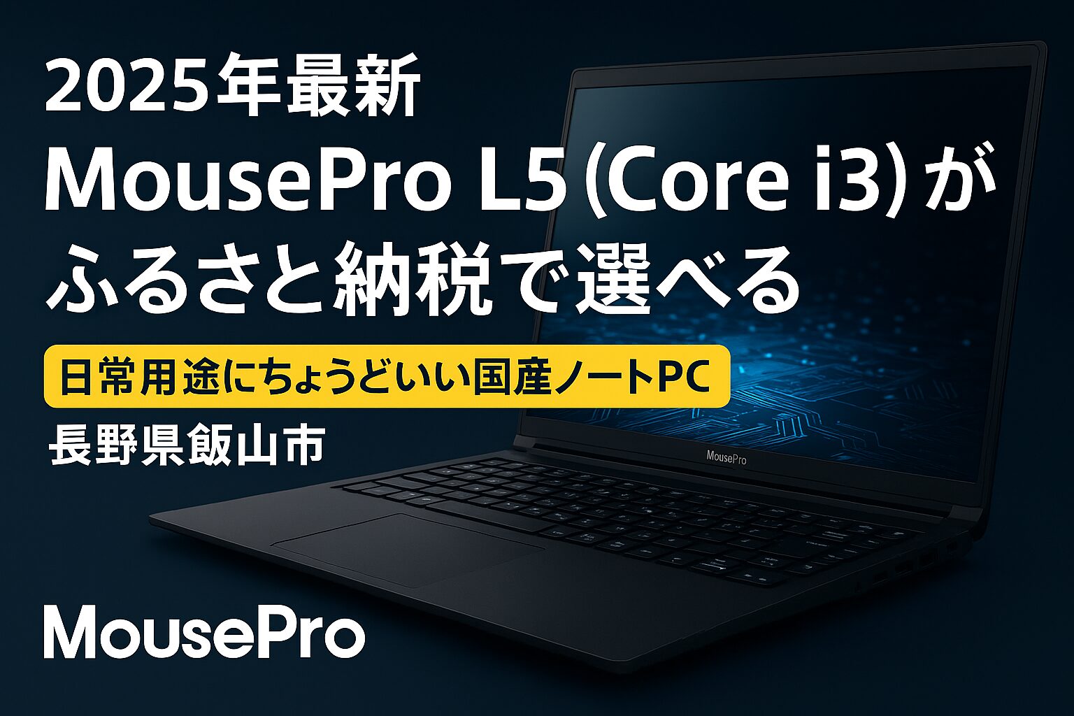 MousePro L5（Core i3）ノートパソコンのふるさと納税返礼品アイキャッチ画像（長野県飯山市）