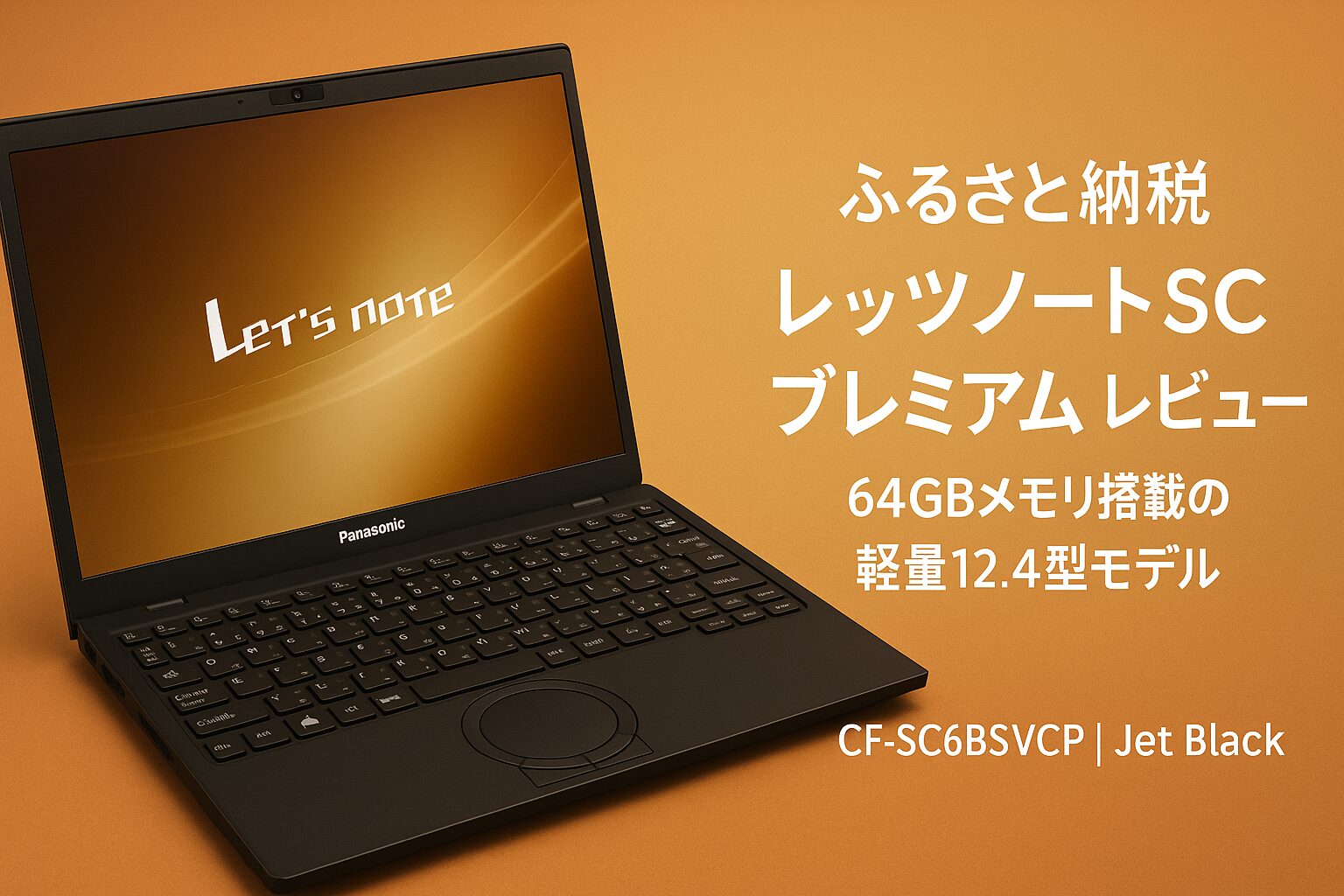 ふるさと納税「レッツノートSC 64GB（CF-SC6BSVCP｜Jet Black）」レビューのアイキャッチ画像。12.4型3:2ディスプレイの軽量モバイルノートを紹介。