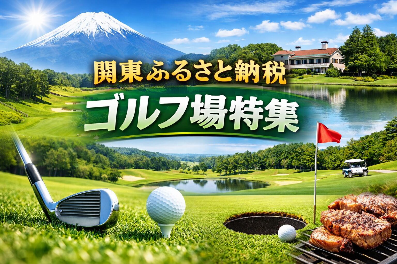 関東のふるさと納税で利用できるゴルフ場特集イメージ 富士山とゴルフコース風景