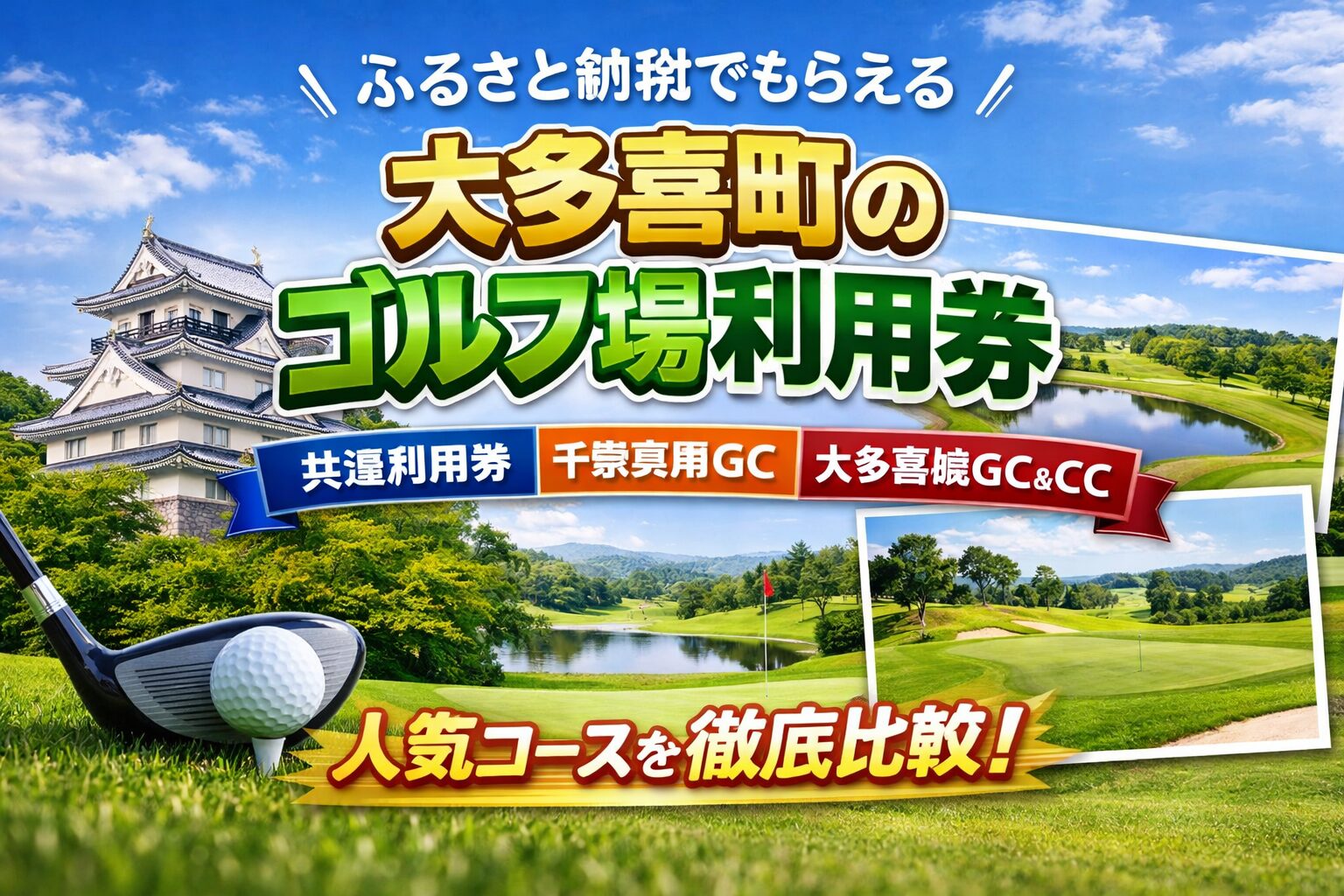 大多喜町のゴルフ場利用券｜ふるさと納税で選べる千葉夷隅GC・大多喜城GC・大多喜CCのコース比較イメージ