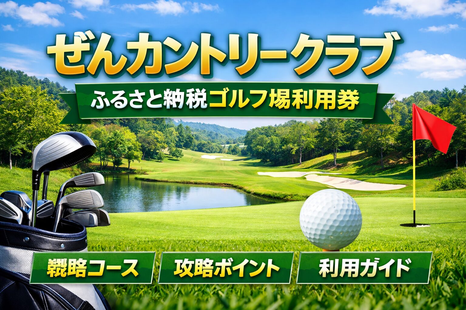 ぜんカントリークラブのふるさと納税ゴルフ場利用券とコースのイメージ
