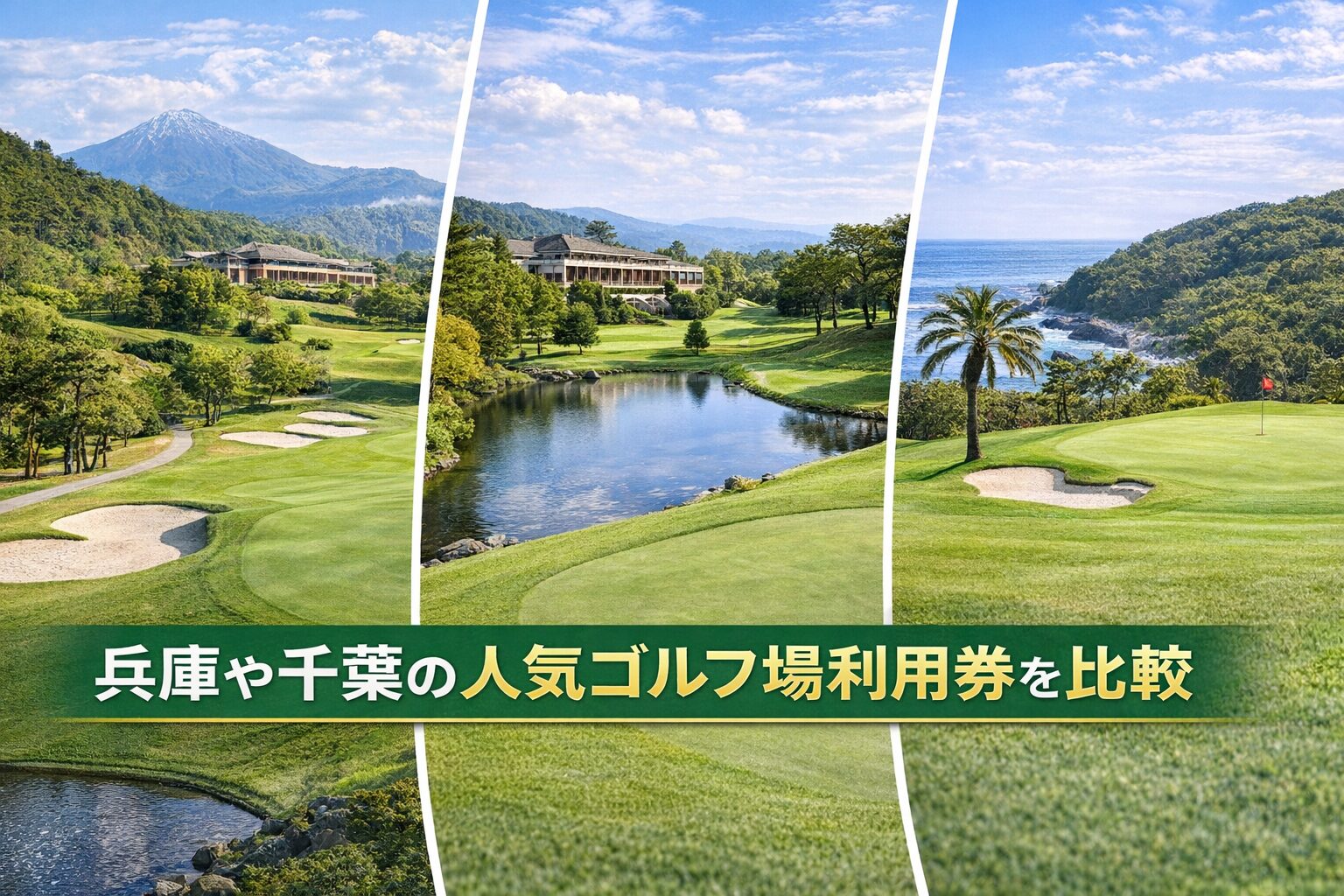 兵庫や千葉の人気ゴルフ場利用券を比較するイメージ