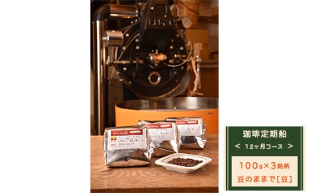 珈琲の富田屋のコーヒー豆定期便、100gずつ3銘柄のセット